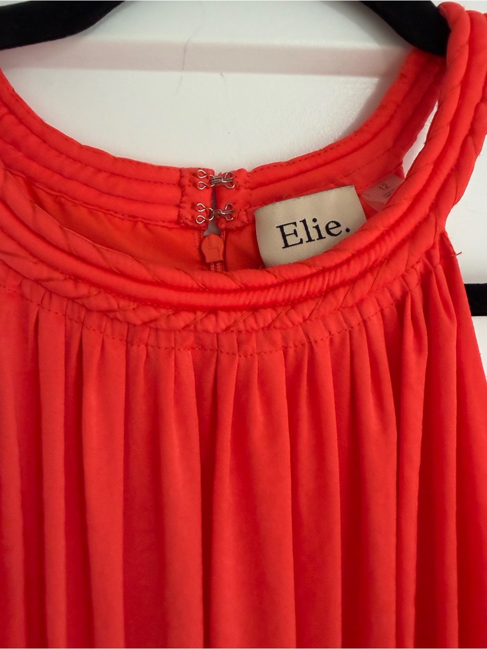 Elie Tahari Coral Braided Halter Tiered Maxi Dress, Size Large
